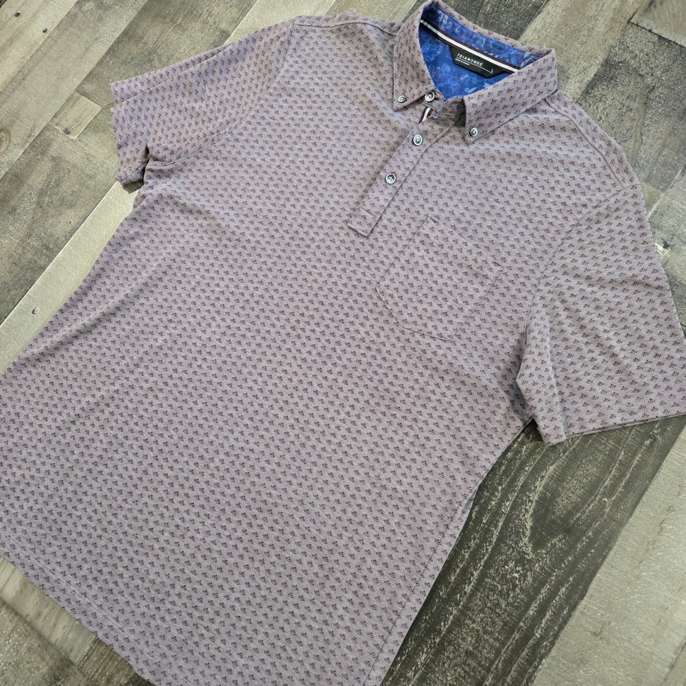 7 Diamonds The Gimmie Polo Shirt Mens Large Mauve Geometric Short Sleeve SMP1471
